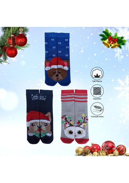 3 Çift Unisex Yılbaşı Christmas Temalı Kışlık Havlu Soket Yeni Yıl Çorapları / 11 Yaş fiyatları
