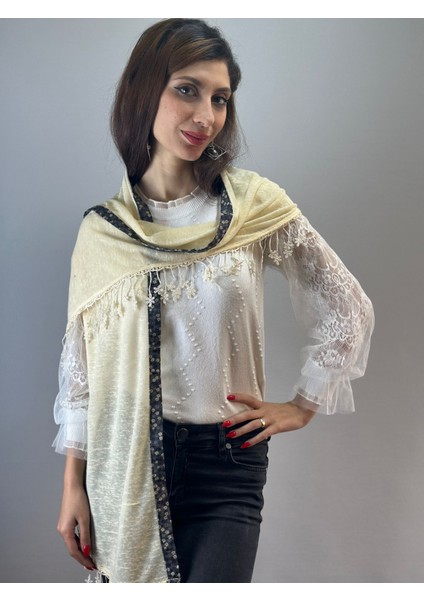 Triko Güpür Püsküllü Kadın Fular Şal 200X25 cm fırsatları