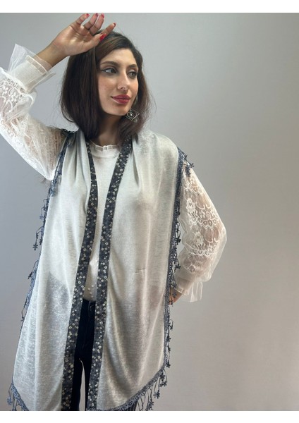 Triko Güpür Püsküllü Kadın Fular Şal 200X25 cm indirimleri