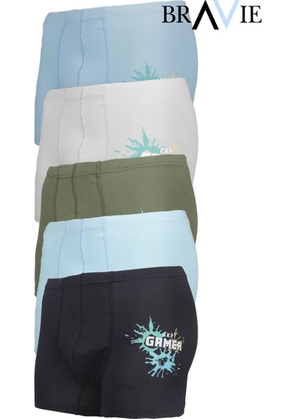 Renkli Gamer Yazılı Erkek Çocuk Boxer