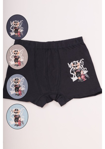 Ayı Resimli Renkli Erkek Çocuk Boxer