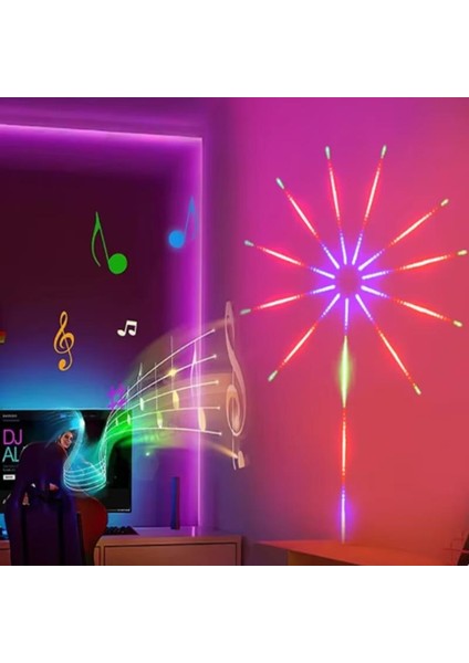 Rgb Fişek LED - Sese Duyarlı LED Uygulamalı USB Li Kumandalı LED Parti Ledi Yılbaşı LED Dekor