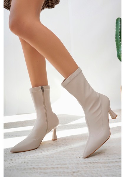 Kadın Strech Ince Topuklu Fashion Çizme ALD1005-1005 Bej modelleri