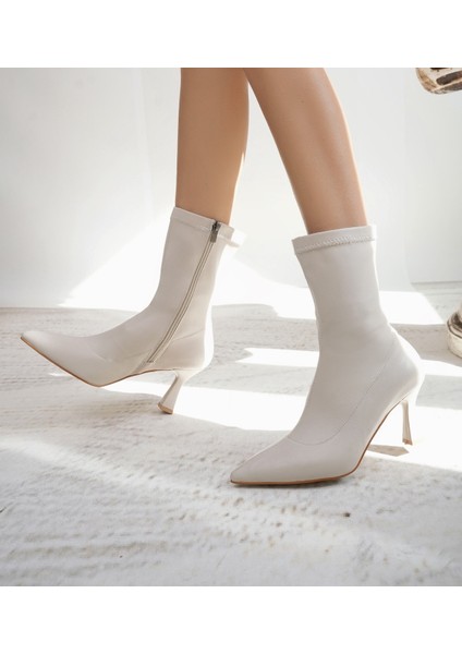 Kadın Strech Ince Topuklu Fashion Çizme ALD1005-1005 Bej indirimleri