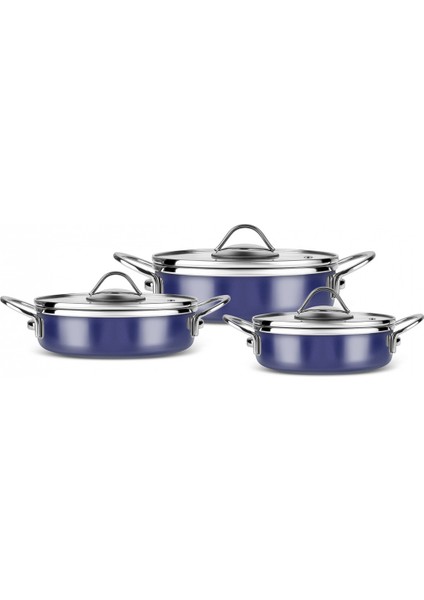 Ateş Emaye 6 Parça Omlet Sahan Set Lacivert