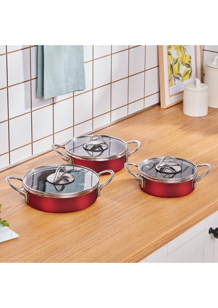 Ateş Emaye 6 Parça Omlet Sahan Set Bordo