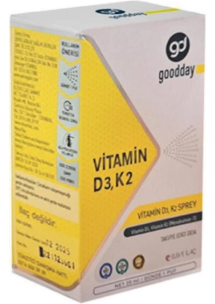 Vitamin D3k2 20 Ml Takviye Edici Gıda