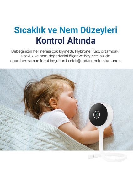 Flex Wi-Fi Akıllı Bebek Kamerası, Ağlama Algılama, Ninni Çalma, Sıcaklık ve Nem Ölçümü, Bebeğinizle Uzaktan Konuşma