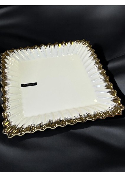 Line Gold Kare Sunum Tabak 27 cm