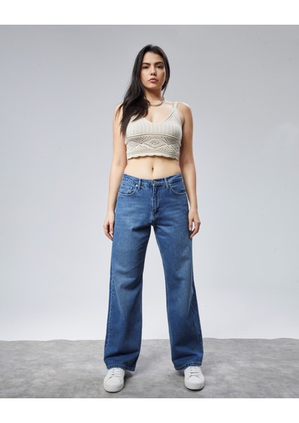 Kadın Yüksek Bel Baggy Skater Jean