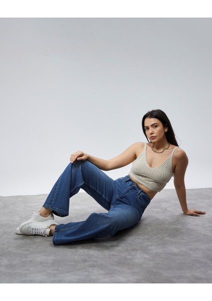 Kadın Yüksek Bel Baggy Skater Jean indirimleri