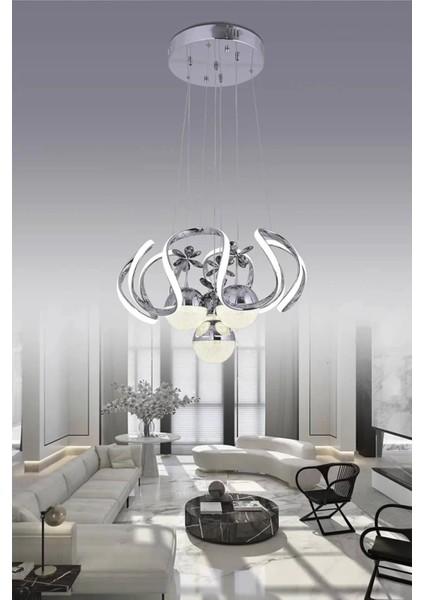 Ahtapot Gold/gümüş Lu x ury 4 Toplu Modern Salon Avize ve Oturma Odası Ledli Avize