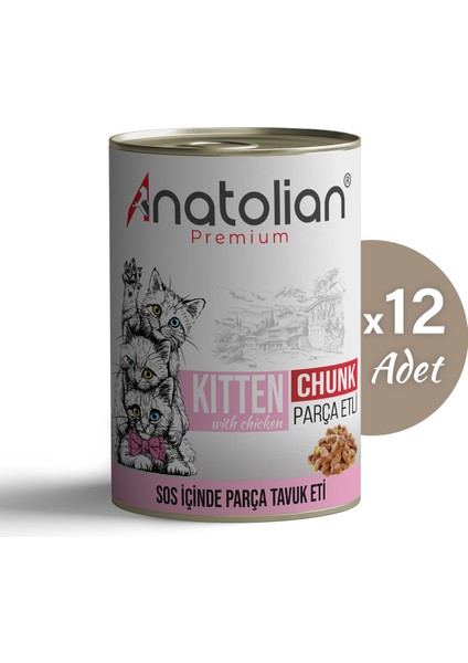 Anatolian Premium Kitten Tavuklu Yavru Kedi Konservesi 400 gr x 12 Adet