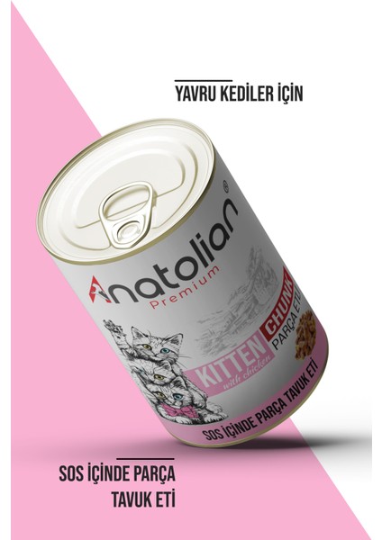 Anatolian Premium Kitten Tavuklu Yavru Kedi Konservesi 400 gr x 12 Adet