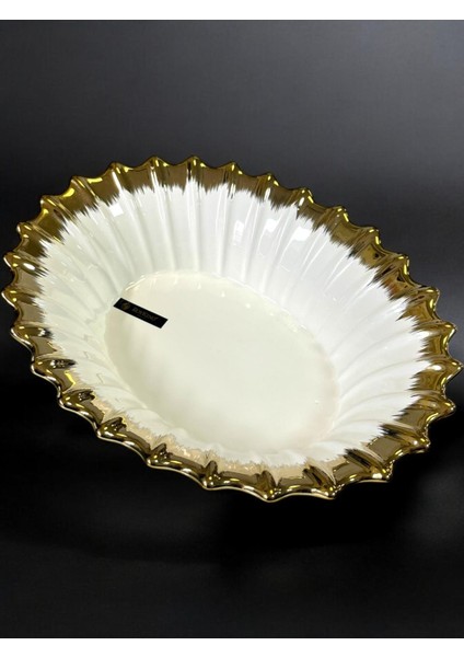 Line Gold Oval Derin Sunum Tabak 30*24