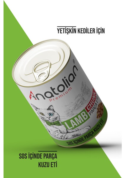 Anatolian Premium Adult Lamb Kuzulu Parça Etli Kedi Konservesi 400 gr