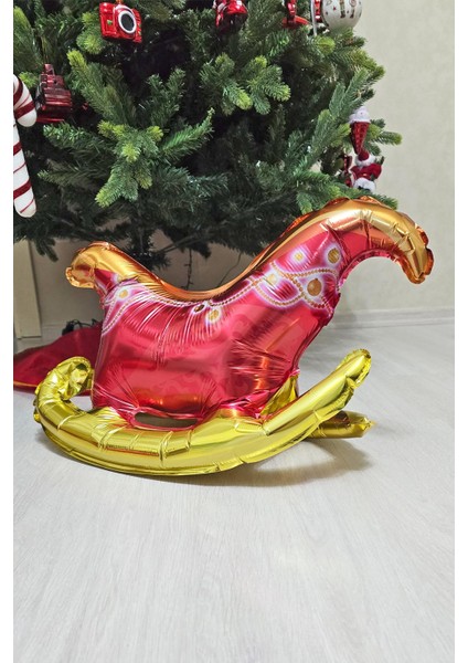 Kızak Folyo Balon Yılbaşı Balonu Noel Baba Kızağı Balon Yılbaşı Süsü