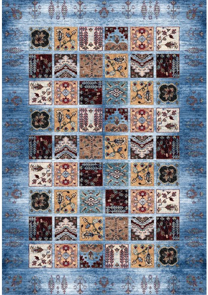 Etnik Desenli Dijital Baskılı Kaymaz Taban Yıkanabilir Üçlü Yatak Odası Takımı, Etnik-18-Mavi, fiyatları