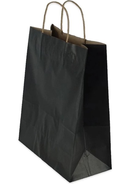 Kraft Kağıt Çanta Siyah 18X8X24 cm 25 Adet