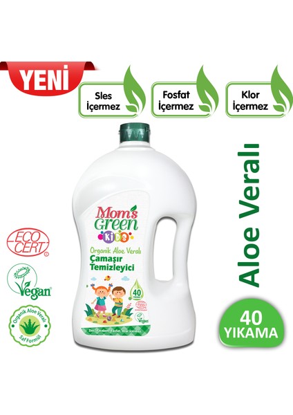 Mom's Green Çocuk Çamaşır Temizleyici Organik Aloeveralı 1500 ml ( 40 Yıkama )