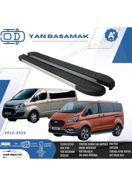 Ford Tourneo Custom Nirvana Alüminyum Yan Basamak Marşpiyel Koruma Uzun Şase - Kısa Şase 2012>2013>2014>2015>2016>2017>2018>2019>2020>2021>2022>2023>2024