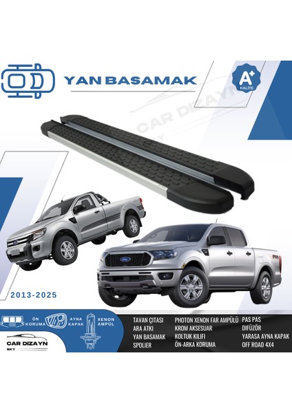 Ford Ranger 3 Nirvana Alüminyum Yan Basamak Marşpiyel Koruma 2013>2014>2015>2016>2017>2018>2019>2020>2021>2022>2023>2024>2025