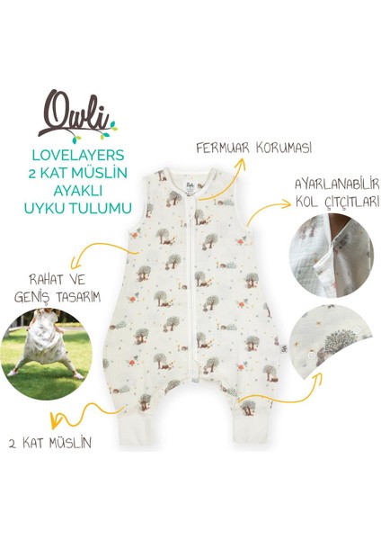 Lovelayers 2 Kat Müslin Ayaklı Uyku Tulumu Forest