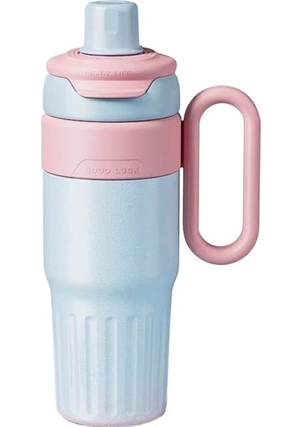 Saman Bardak Çift Katmanlı Vakum Yalıtımlı Bardak Macaron Rengi Çift Içecek Kulplu Bardak (Yurt Dışından)