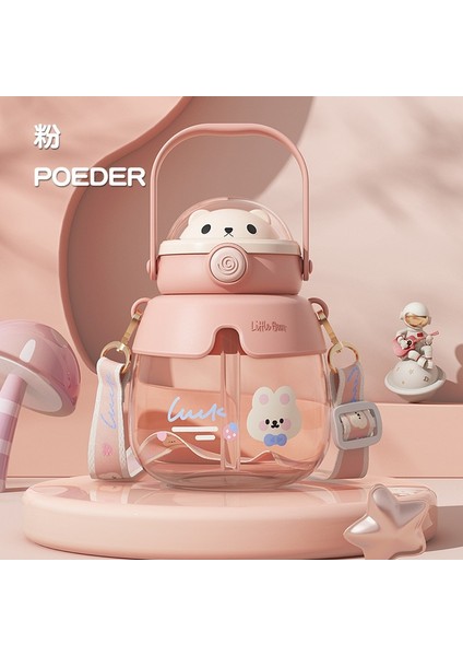 850ML Internet Ünlü Büyük Göbek Kupası Karikatür Ayı Su Bardağı Yüksek Görünüm Büyük Kapasiteli Taşınabilir Pipetli Bardak Öğrenci Plastik Bardak (Yurt Dışından)