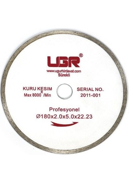 180 x 2,0/1,6 x 22,23 Sürekli Elmas Testere Ugr