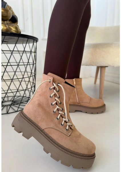 Agnej Nude Süet Bağcıklı Bot