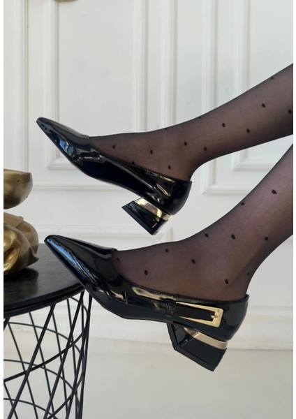 Wayni Siyah Rugan Topuklu Ayakkabı modelleri