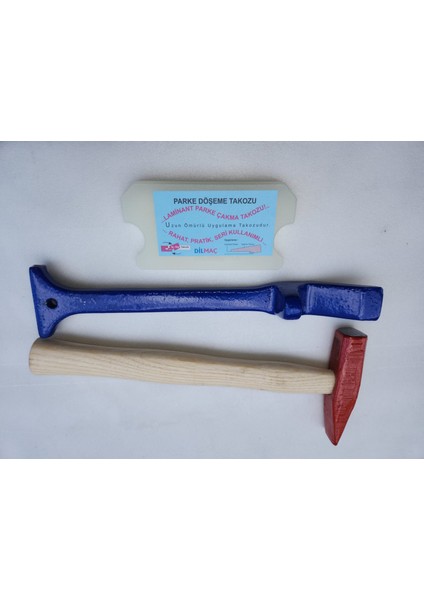 Laminant Parke Profosyonel Usta Seti Mini Polyamid Döşeme Takozu, Çektirme Demiri 3CM*32CM ve 500GR Çekiç