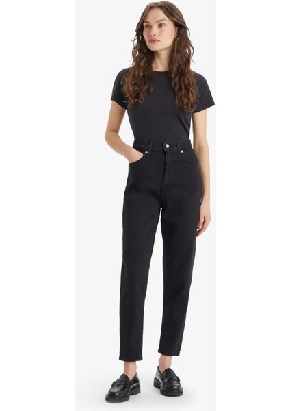 Kadın High Waist Mom Jean Flash Black Kot Pantolon - A7745-0007