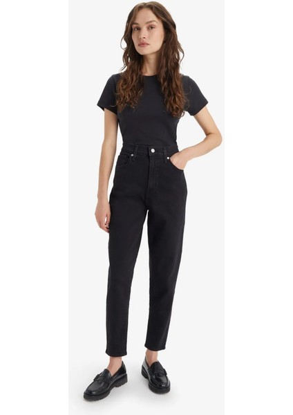 Kadın High Waist Mom Jean Flash Black Kot Pantolon - A7745-0007