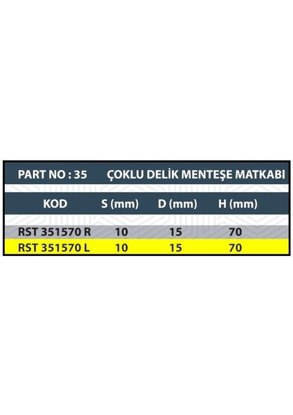 RESİSTE 15x70 SOL ÇOKLU DELİK MENTEŞE MATKABI