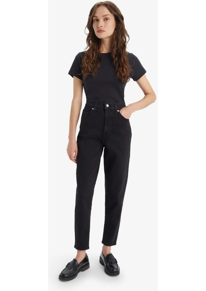 Kadın High Waist Mom Jean Flash Black Kot Pantolon - A7745-0007 indirimleri