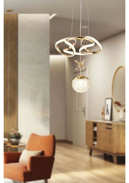 Helezyon Papatya Modern Sarkıt Salon Avize ve Oturma Odası Ledli Avize