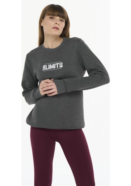 Kadın Pamuklu Içi Polarlı Bisiklet Yaka Sweatshirt