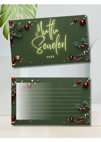 Yeni Yıl Kartı Hediye Kartı Paketleme Kartı Sipariş Kartı 8.2 x 5 cm 25 Adet