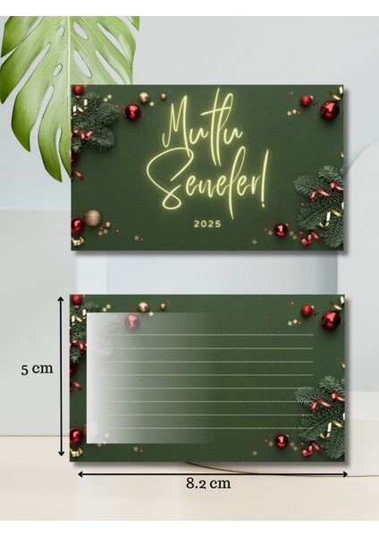 Yeni Yıl Kartı Hediye Kartı Paketleme Kartı Sipariş Kartı 8.2 x 5 cm 25 Adet