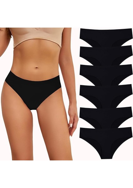 Kadın 5'li Paket Pamuklu Likralı Siyah Külot