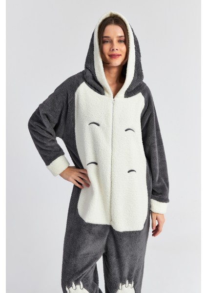 Kadın Antrasit Ejderha Patili Fermuarlı Welsoft Tulum modelleri