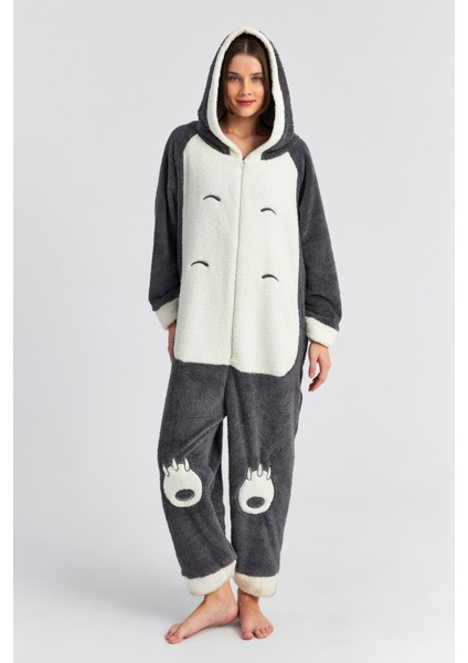 Kadın Antrasit Ejderha Patili Fermuarlı Welsoft Tulum indirimleri