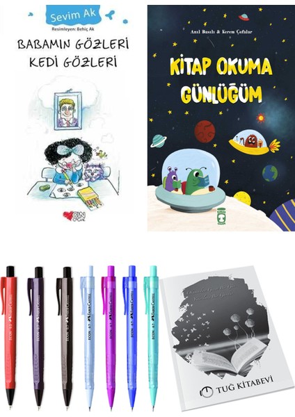 Kitap Okuma Günlüğüm ve Babamın Gözleri Kedi Gözleri 2li Set
