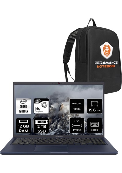Expertbook B1 Intel Core I7 1255U 12GB 2tb SSD 15.6" Fhd Fdos Taşınabilir Bilgisayar & Per4 Çanta B1502CBAP309