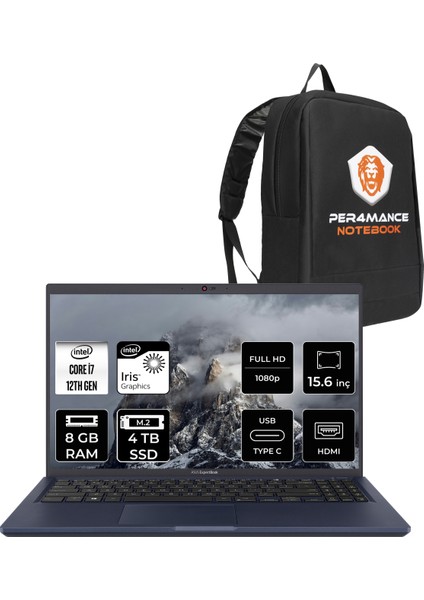 Expertbook B1 Intel Core I7 1255U 8gb 4tb SSD 15.6" Fhd Fdos Taşınabilir Bilgisayar & Per4 Çanta B1502CBAP305