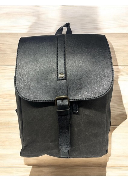 Vintage Kanvas Tek Bölmeli Büzgülü Kapaklı Disayn Gezi Kamp Okul Günlük Sırt Çantası 24 cm x 35 cm