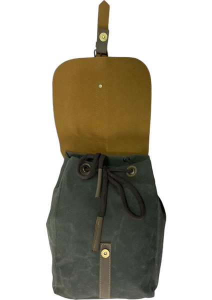 Vintage Kanvas Tek Bölmeli Büzgülü Kapaklı Disayn Gezi Kamp Okul Günlük Sırt Çantası 24 cm x 35 cm