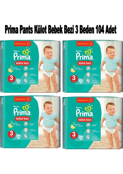 Pants Külot Bebek Bezi 3 Beden Midi 104 Adet